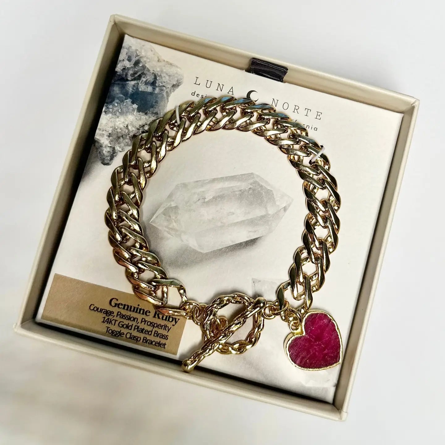 Heart of Gold Charm Bracelet - Ruby