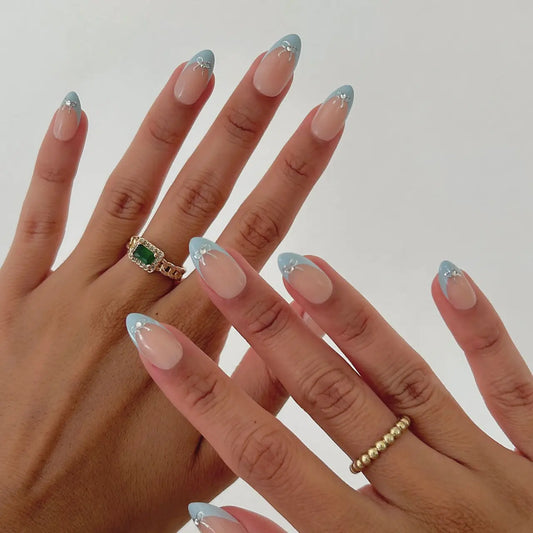 Baby Blue Ribbon Press on Nails