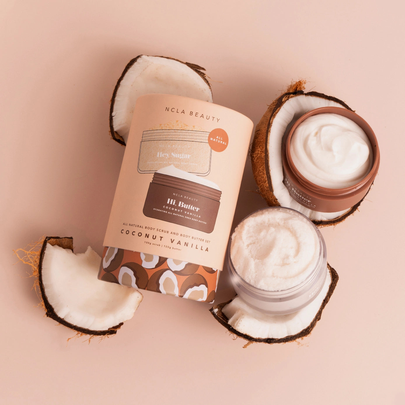NCLA Coconut Vanilla Body Scrub + Body Butter Set