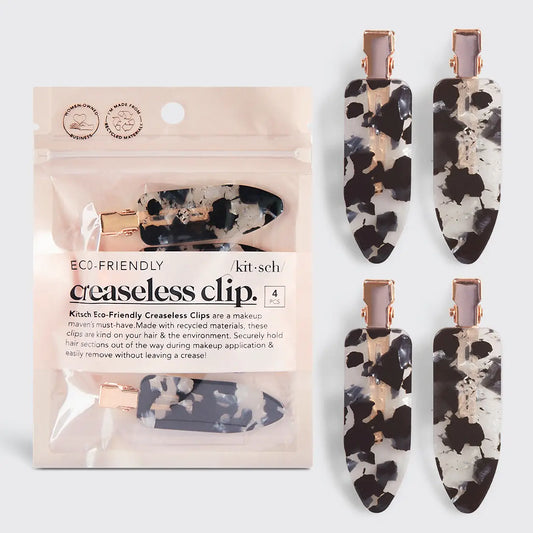 Eco-Friendly Creaseless Clips 4pc Set - Black Terrazzo