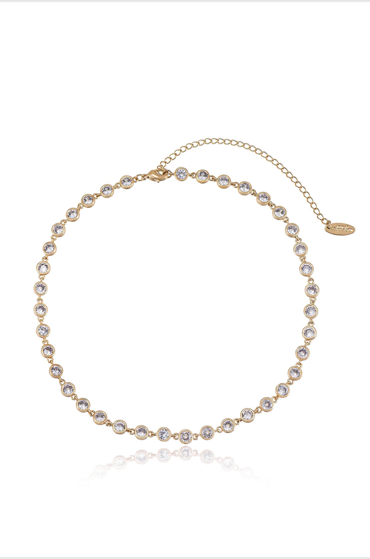 Crystal Disc and Link Necklace