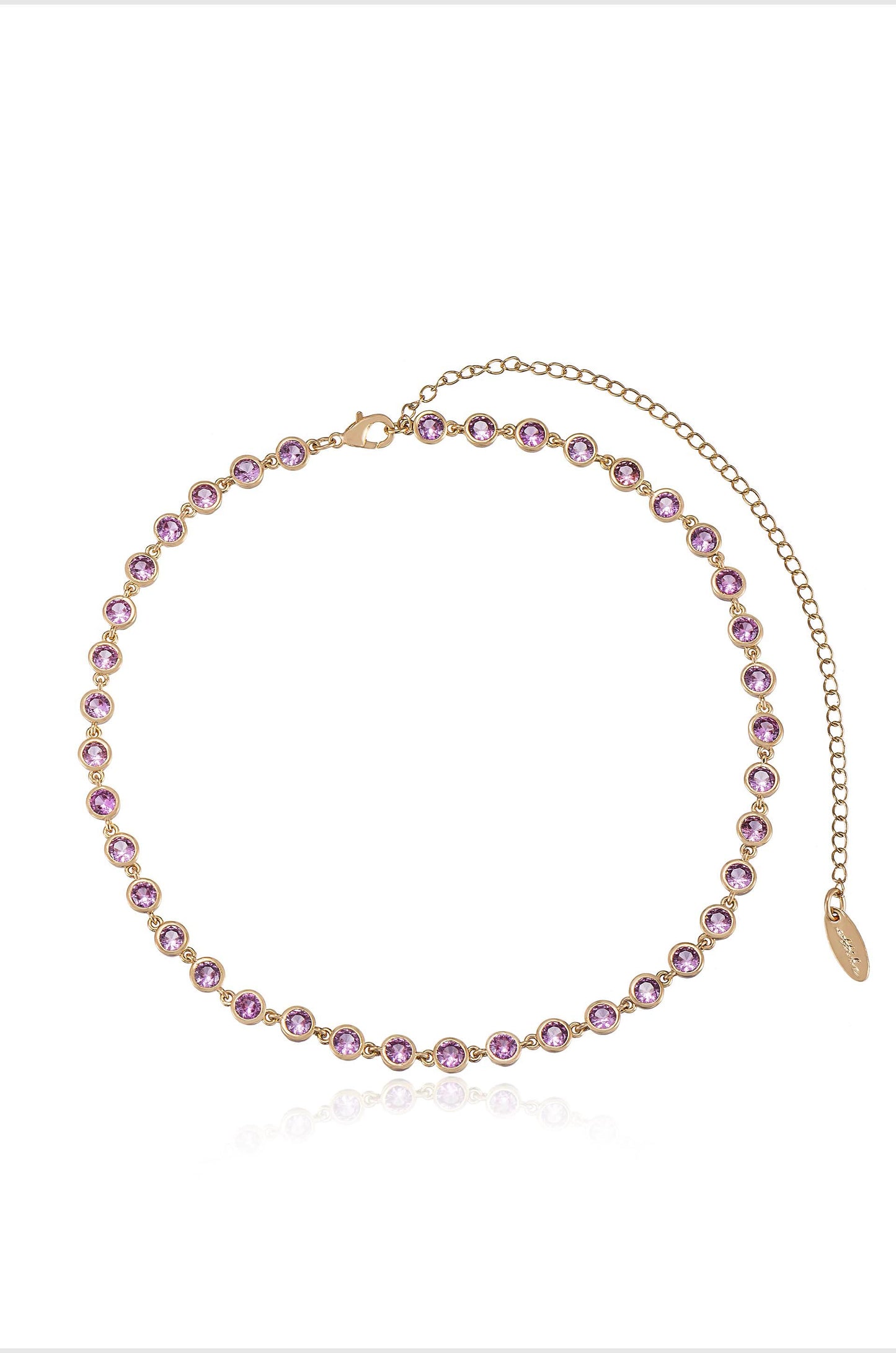 Crystal Disc and Link Necklace