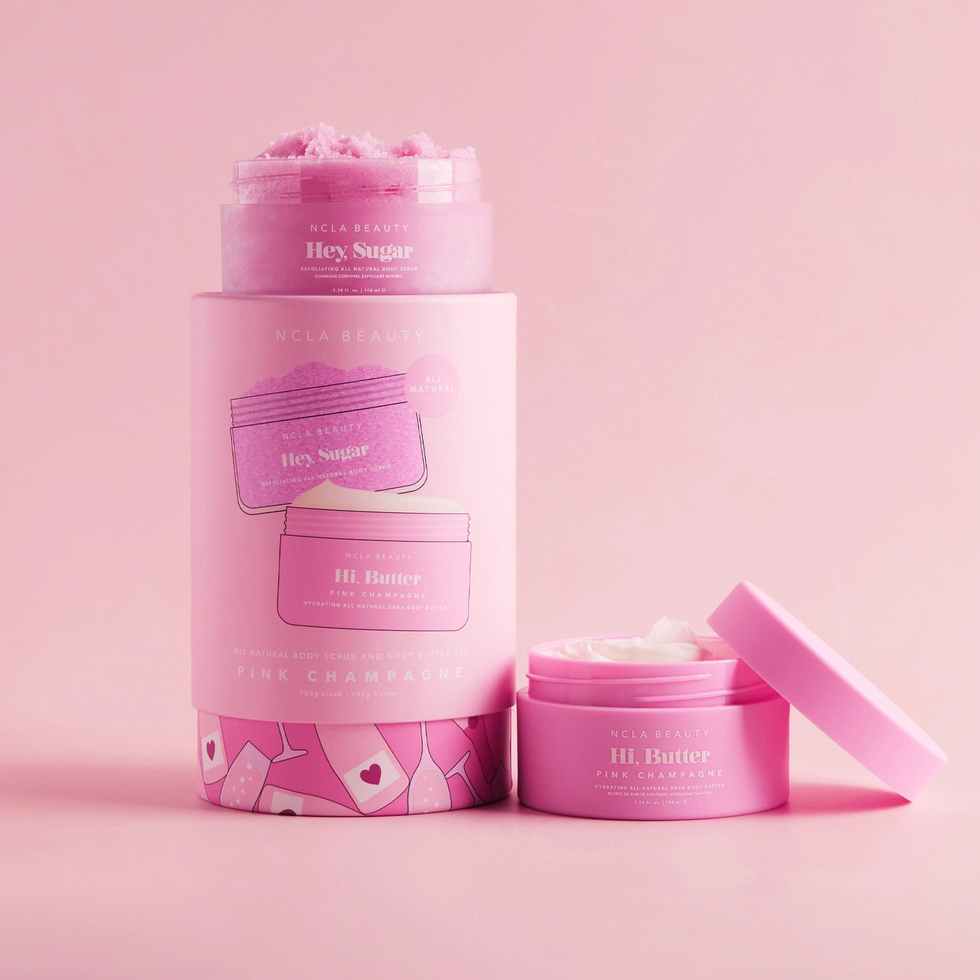 NCLA Pink Champagne Body Scrub + Body Butter Set