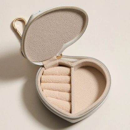 Heart-Shaped Jewelry Travel Case with Keychain