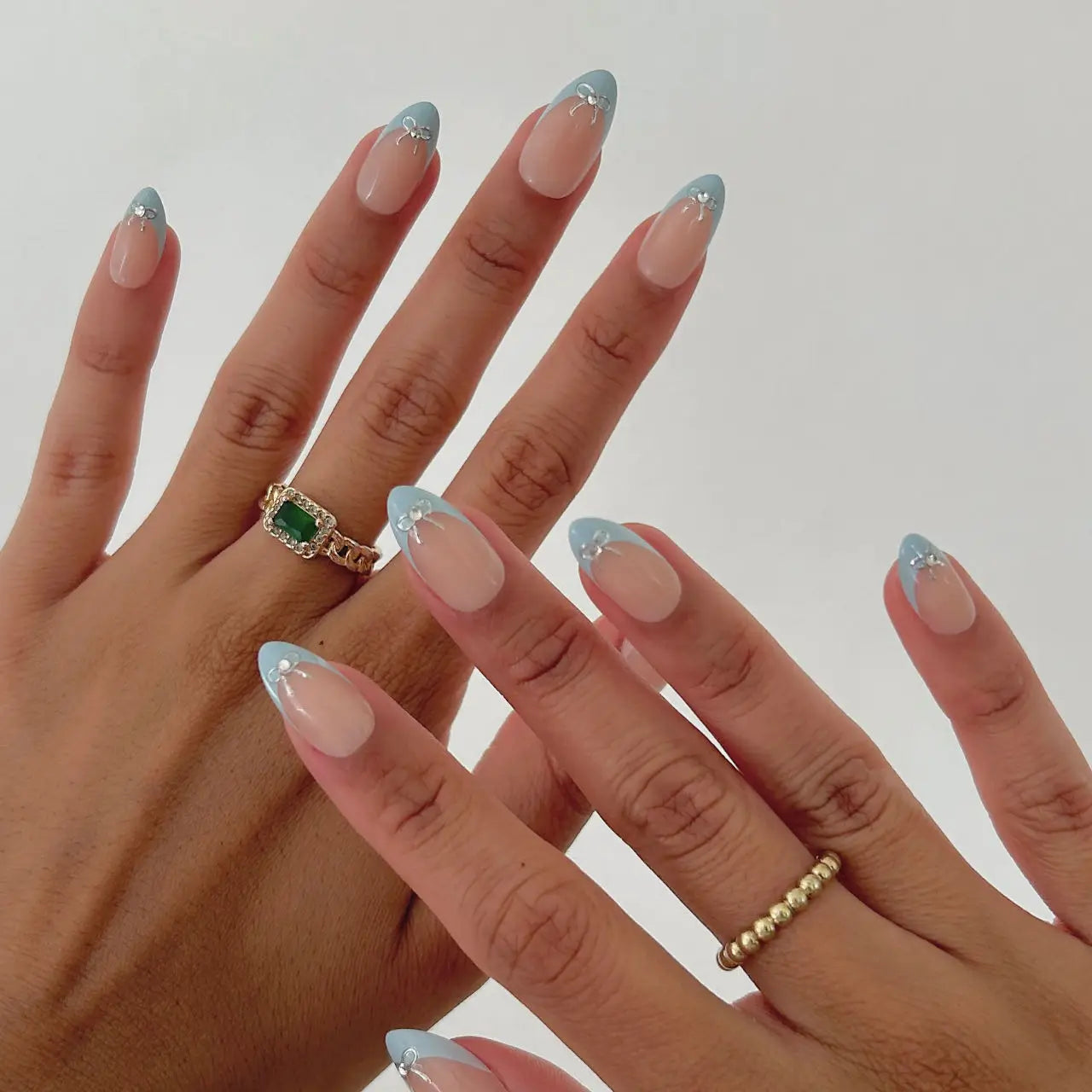 Baby Blue Ribbon Press on Nails