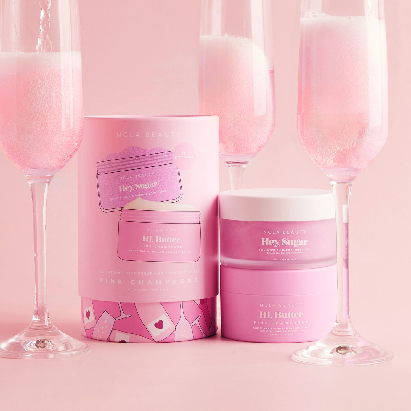 NCLA Pink Champagne Body Scrub + Body Butter Set
