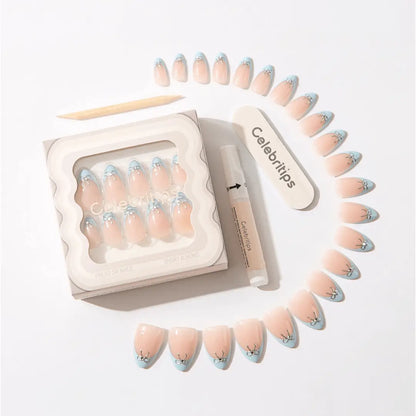 Baby Blue Ribbon Press on Nails