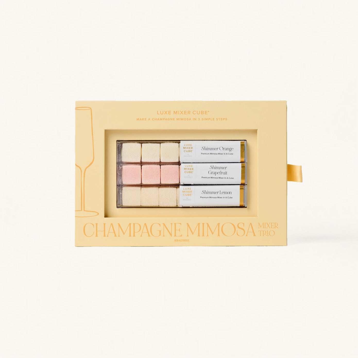 Champagne Mimosa Mixer Trio, Shimmer Orange & Grapefruit Cubes