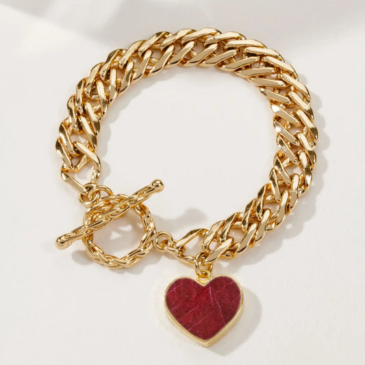 Heart of Gold Charm Bracelet - Ruby