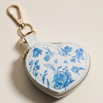 Heart-Shaped Jewelry Travel Case with Keychain