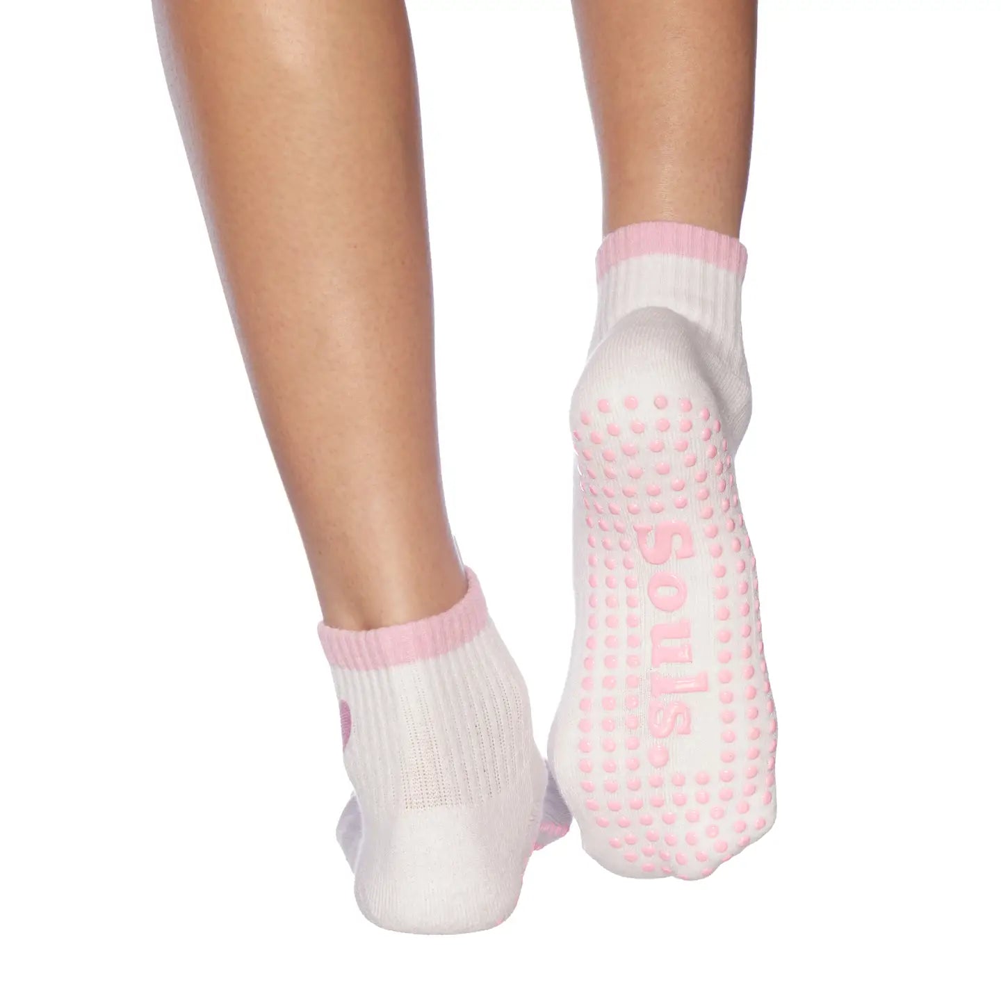 Souls. Pink Hearts Grip Socks for Yoga, Pilates & Barre
