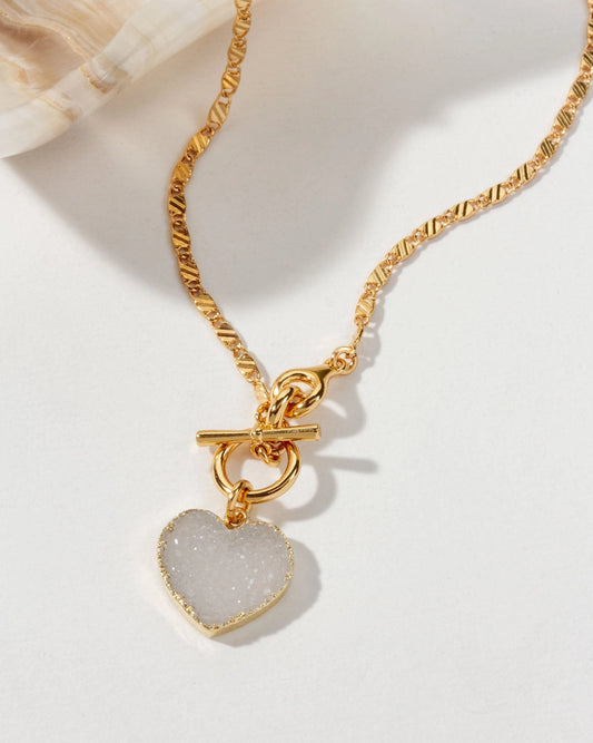 Self Love Toggle Necklace - Druzy Quartz