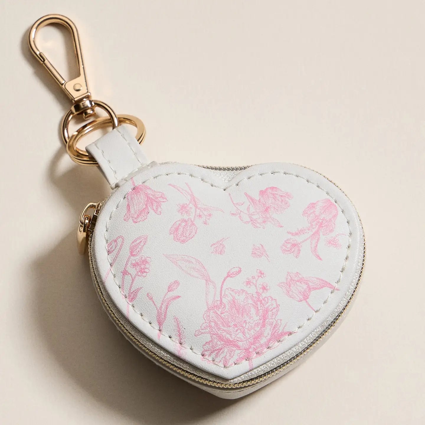 Heart-Shaped Jewelry Travel Case with Keychain