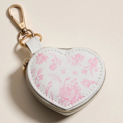 Heart-Shaped Jewelry Travel Case with Keychain