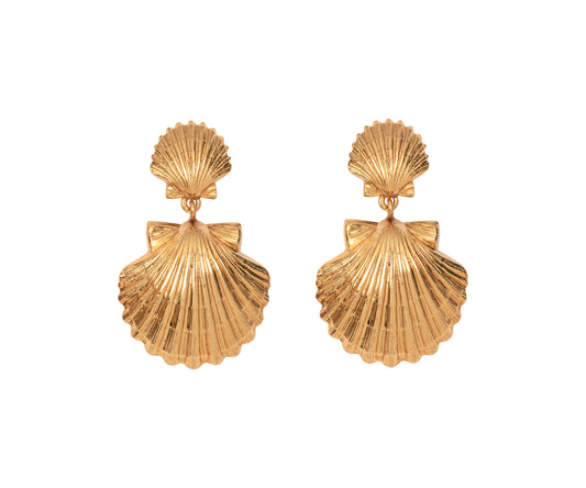Luxury Jewelry Gifts for Her Summer Beach Seashell Earrings Gold Plated
