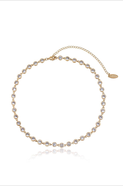 Crystal Disc and Link Necklace