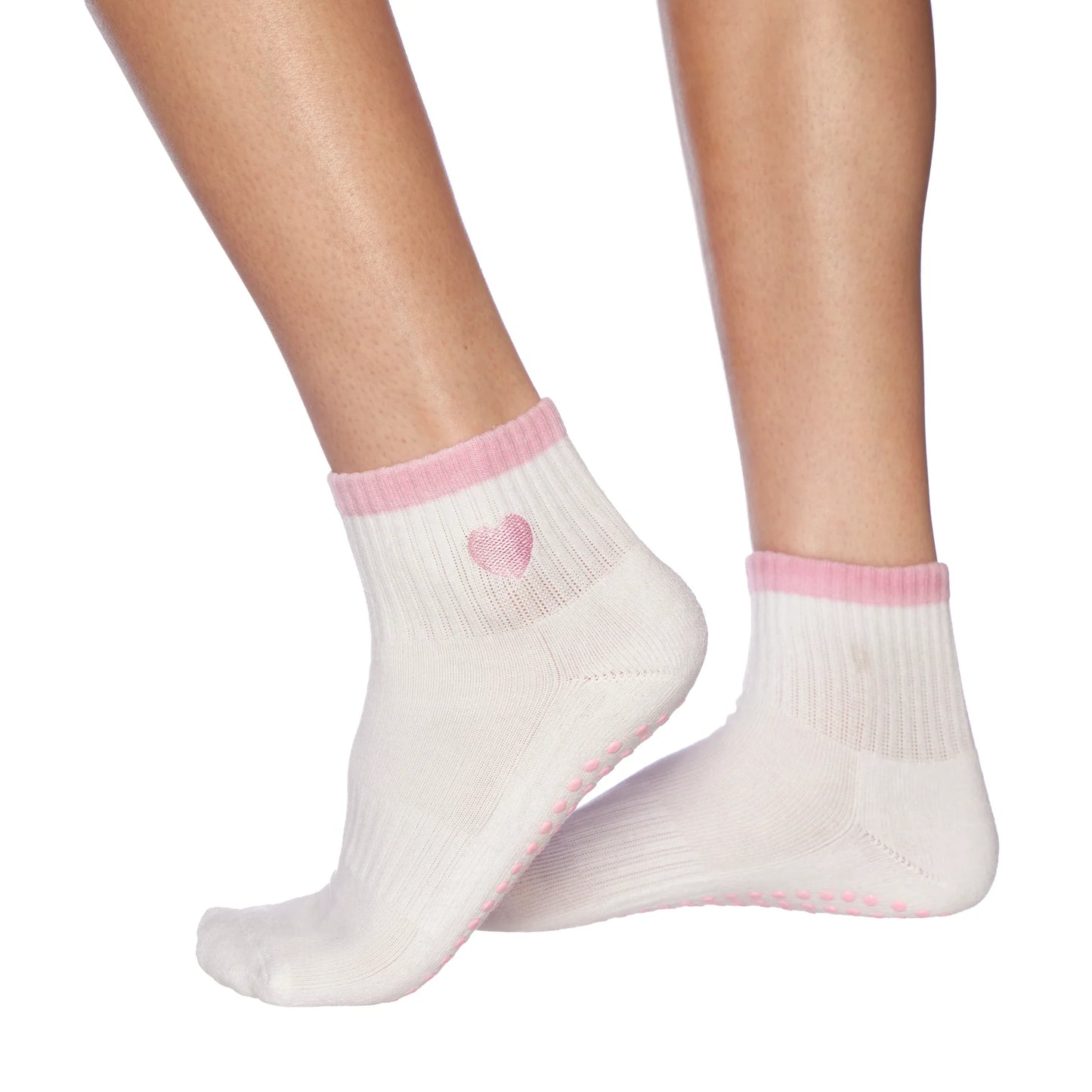 Souls. Pink Hearts Grip Socks for Yoga, Pilates & Barre