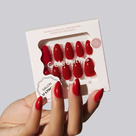 Red Red (Short Almond) Nails