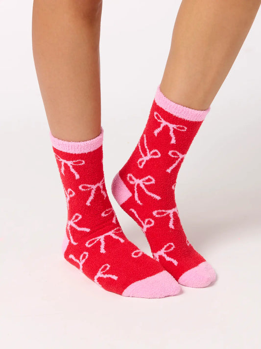 Red & Pink Bow Socks