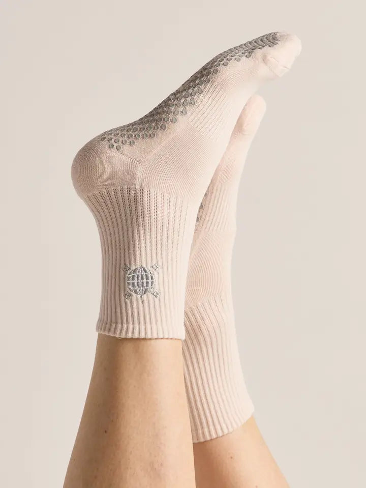 The Embroidered Disco Crew Grip Sock